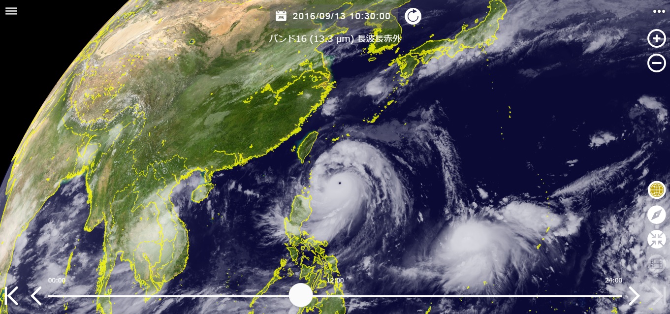 ひまわり8号からの画像　トリプル台風