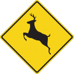 鹿飛び出し注意